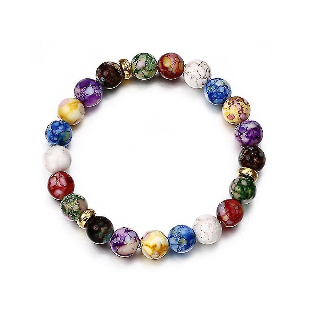 Colorful Beads Rainbow Healing Crystal Chakra Yoga Hologram Bracelets For Women Kemu |Fashion Home Kitchen Beauty