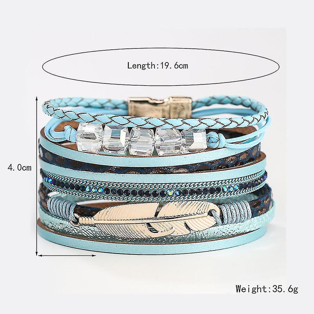 Sajy Women's Feather Wrap Bracelet Crystal Bracelet Handmade Jewelry Bohemian Gift Kemu |Fashion Home Kitchen Beauty