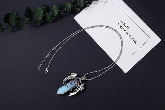 Dragon Necklace For Men Women Crystal Necklace Cool Mens Necklaces Dragon Jewelry Natural Gemstone Necklace Kemu |Fashion Home Kitchen Beauty