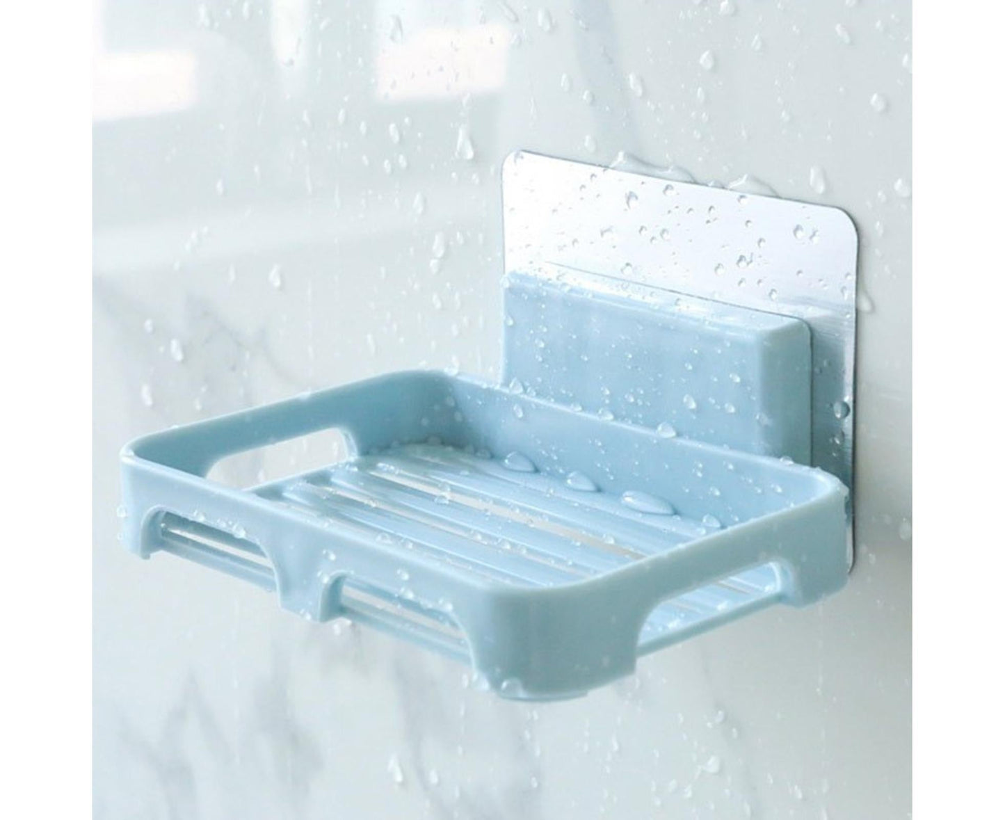 2Pcs/Set Soap Box No Drilling Easy to Install Ventilated Drained Wall Mounted Shower Soap Holder for Bathroom-Blue Kemu |Fashion Home Kitchen Beauty