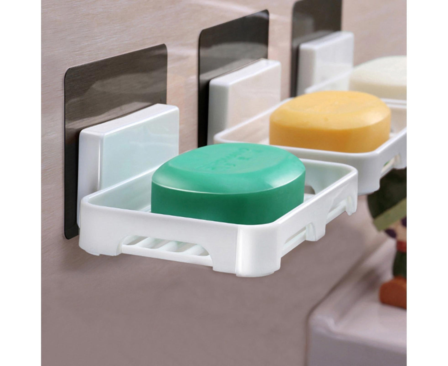 2Pcs/Set Soap Box No Drilling Easy to Install Ventilated Drained Wall Mounted Shower Soap Holder for Bathroom-White Kemu |Fashion Home Kitchen Beauty