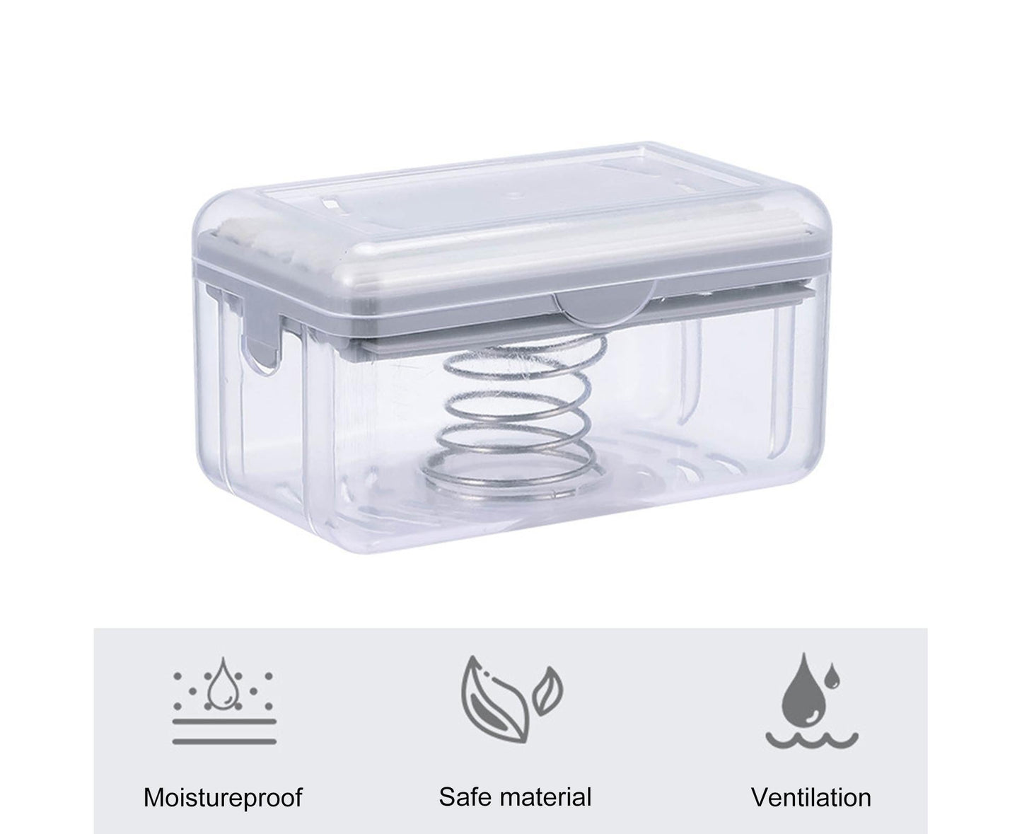 Multifunctional Soap Box Drainable Eco-friendly Built-in Spring Soap Holder Household Supplies-Grey Kemu |Fashion Home Kitchen Beauty