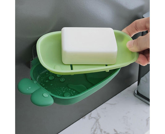 Soap Box Double Layer Punch-free PP Wall Mount Home Soap Dishes for Bathroom-Green Kemu |Fashion Home Kitchen Beauty