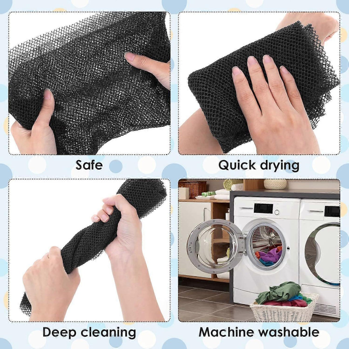 African Long Net Bath Sponge, Exfoliating Shower Body Scrubber Kemu |Fashion Home Kitchen Beauty