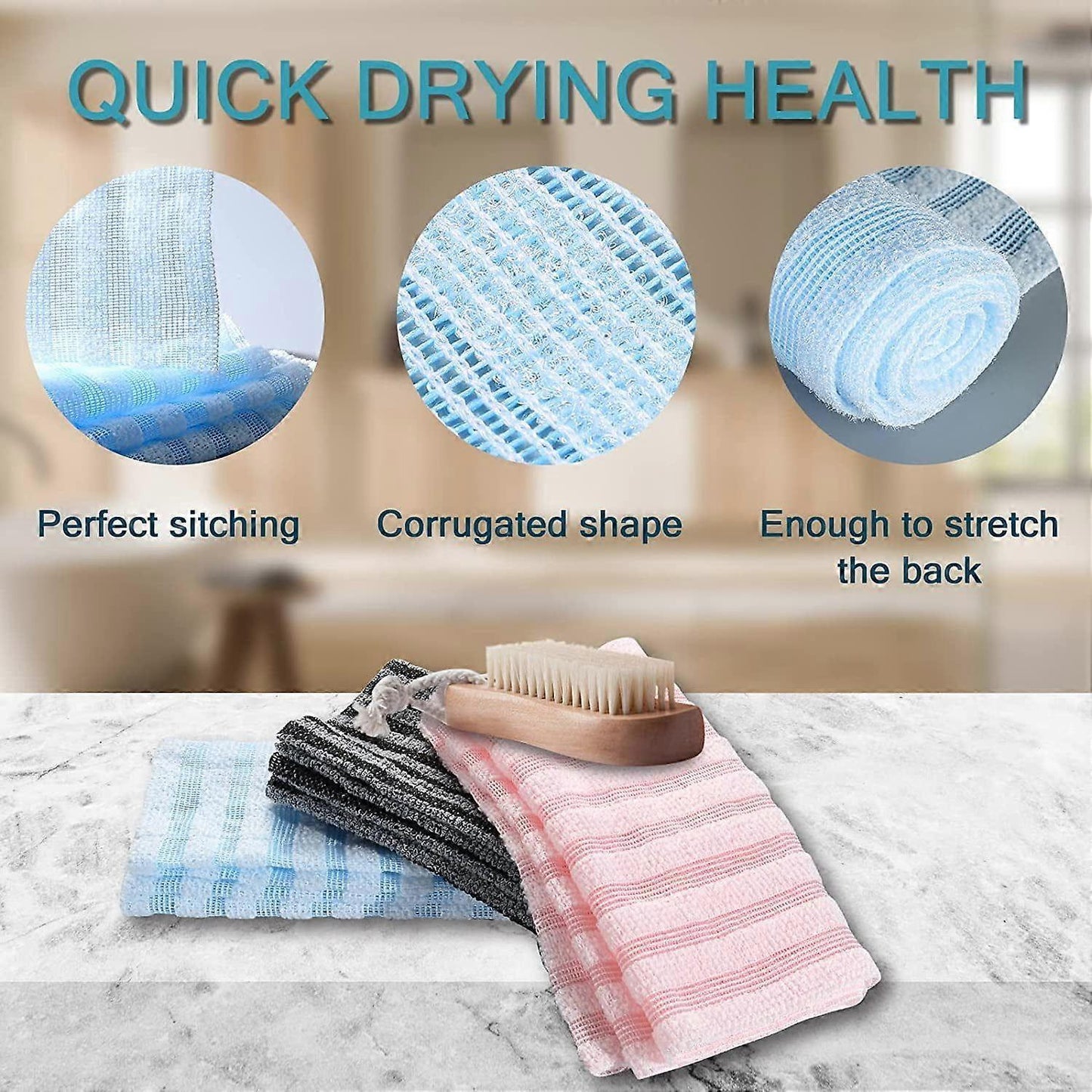 3pcs Exfoliating Washcloth Body Scrubber, African Net Sponge Kemu |Fashion Home Kitchen Beauty
