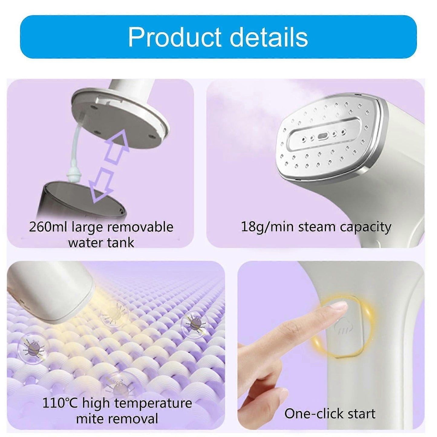 Stainless Steel Handheld Fabric Steamer Portable Travel Clothes Steamer White Kemu |Fashion Home Kitchen Beauty