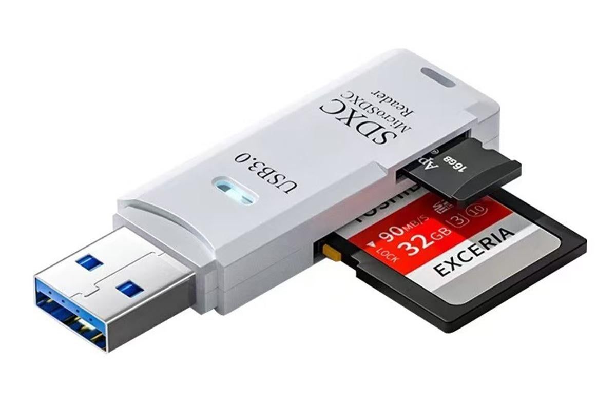 2 In 1 USB 3.0 Card Memory Reader High Speed SD SDHC SDXC Micro Writer Adapter - White Kemu |Fashion Home Kitchen Beauty
