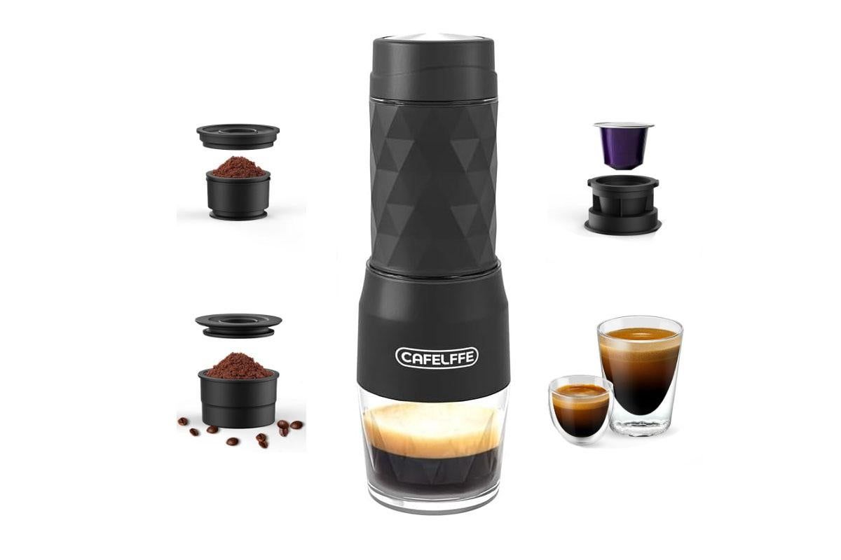 3 in 1 Portable Coffee Maker,Single Serve Manual Espresso Machine For Camping, Travel, Hiking, Fishing - White Kemu |Fashion Home Kitchen Beauty