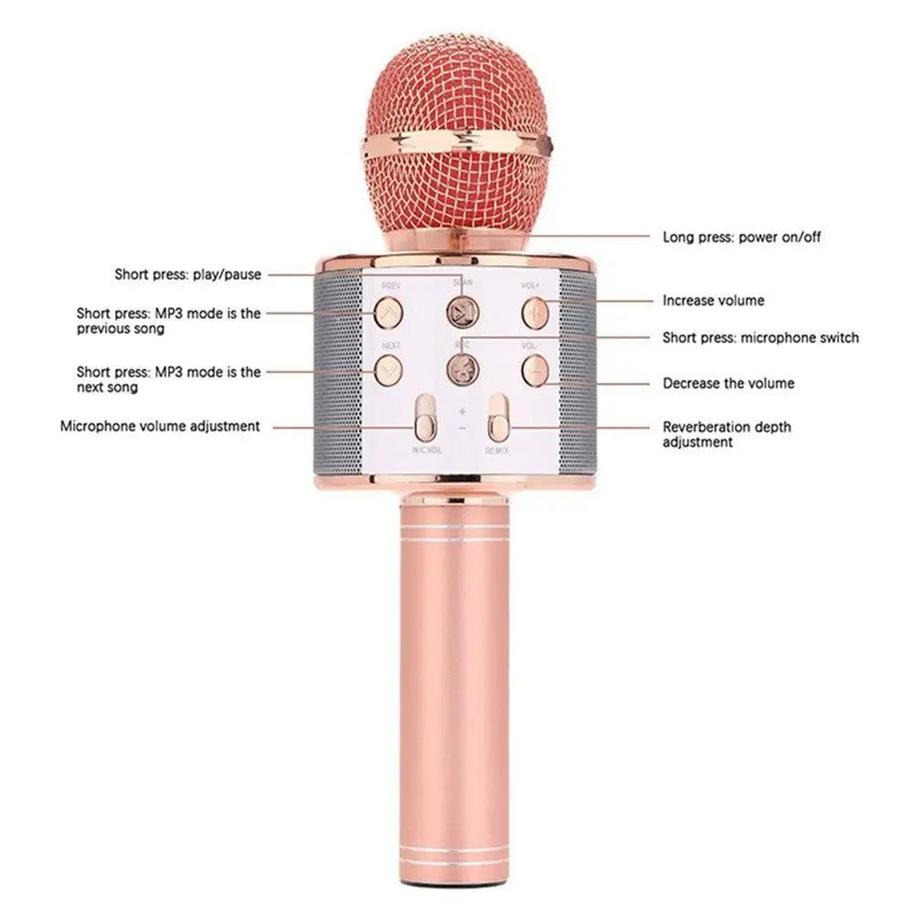 Portable Bluetooth Wireless Karaoke Microphone with LED Lights Rose Gold Kemu |Fashion Home Kitchen Beauty
