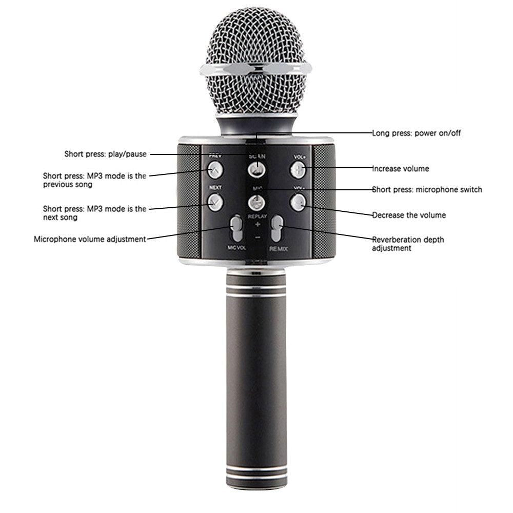 Portable Bluetooth Wireless Karaoke Microphone with LED Lights Black Kemu |Fashion Home Kitchen Beauty