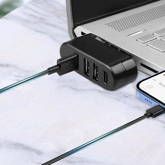 4-Port USB 3.0 Hub 180-Degree Rotating USB Splitter for Laptop Car Black Kemu |Fashion Home Kitchen Beauty