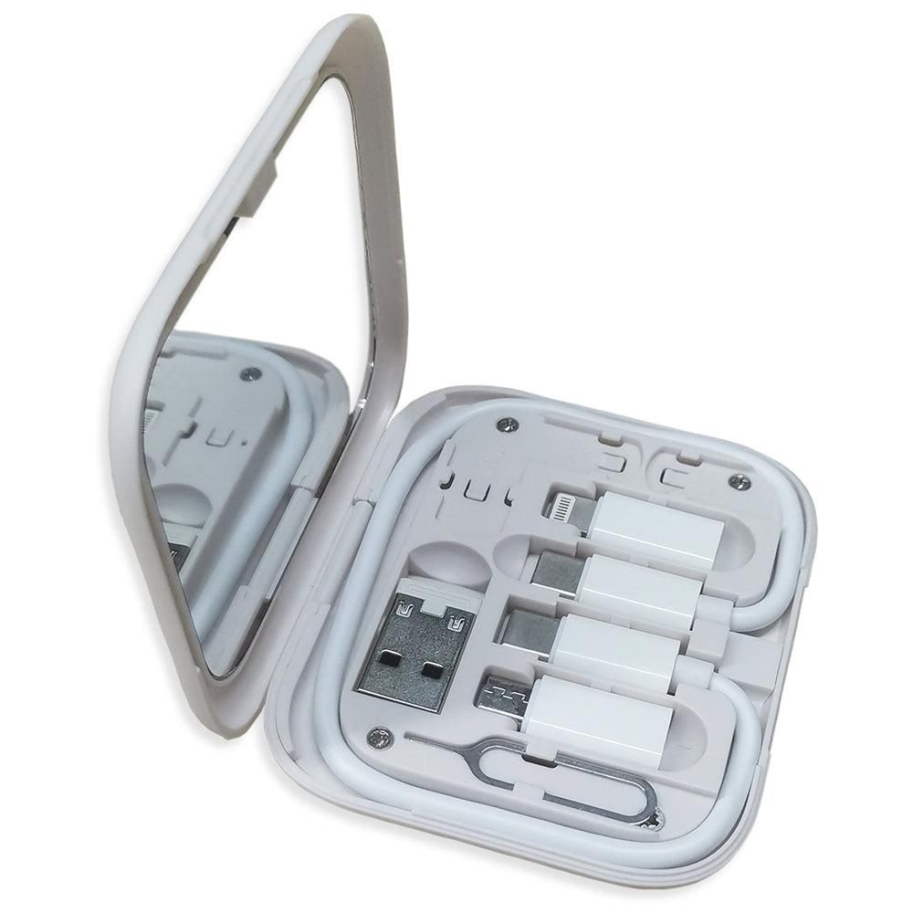 6-in-1 Cable Organizer Multifunctional Storage Box with Mirror for Travel Pink Kemu |Fashion Home Kitchen Beauty
