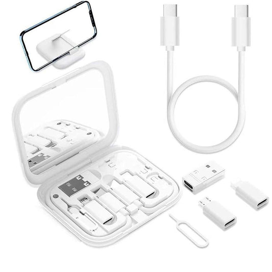 6-in-1 Cable Organizer Multifunctional Storage Box with Mirror for Travel White Kemu |Fashion Home Kitchen Beauty