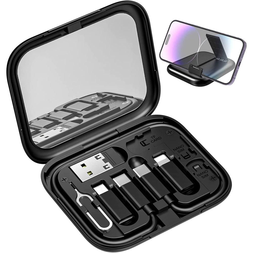 6-in-1 Cable Organizer Multifunctional Storage Box with Mirror for Travel White Kemu |Fashion Home Kitchen Beauty