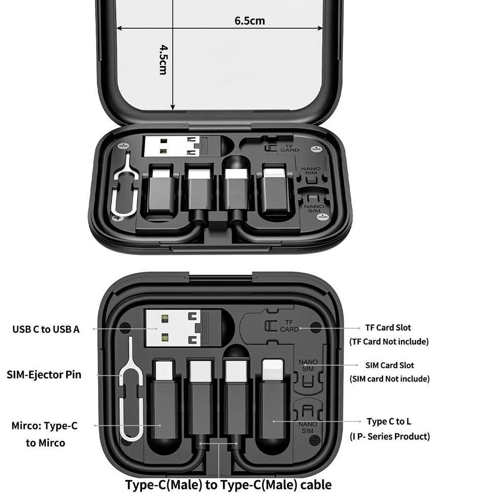 6-in-1 Cable Organizer Multifunctional Storage Box with Mirror for Travel Black Kemu |Fashion Home Kitchen Beauty