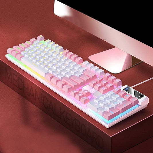 104 Keys Gaming Keyboard Wired Backlit Keyboard Pink Kemu |Fashion Home Kitchen Beauty