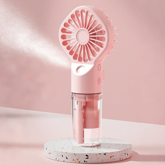 Handheld Misting Fan - Portable Rechargeable Spray Cooling Fan for Home & Office Pink