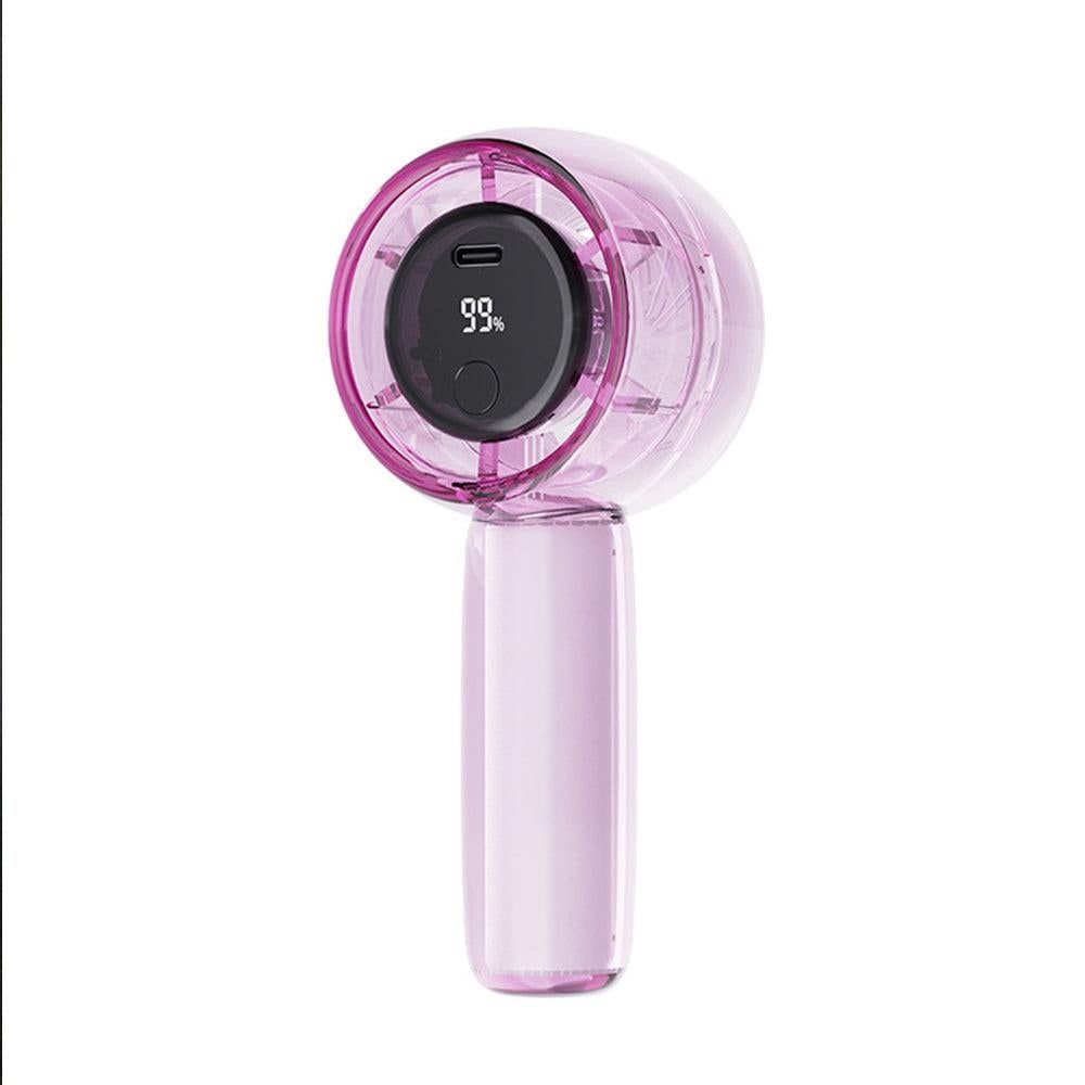 Mini Transparent Handheld Fan with LED Color Display and Rechargeable Battery Gray Kemu |Fashion Home Kitchen Beauty