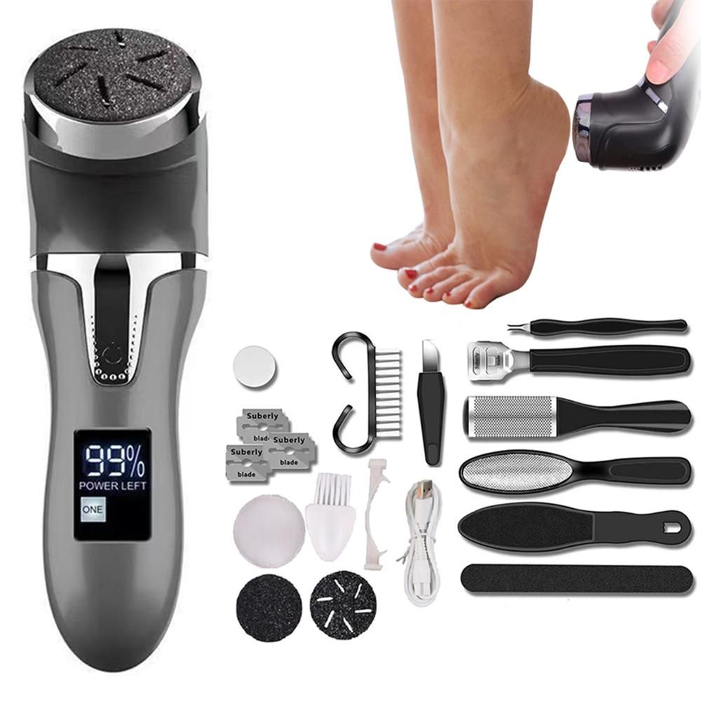 Electric Callus Remover for Feet Water-resistant 2 Speeds Pedicure Kit -White and 12pcs kit Kemu |Fashion Home Kitchen Beauty