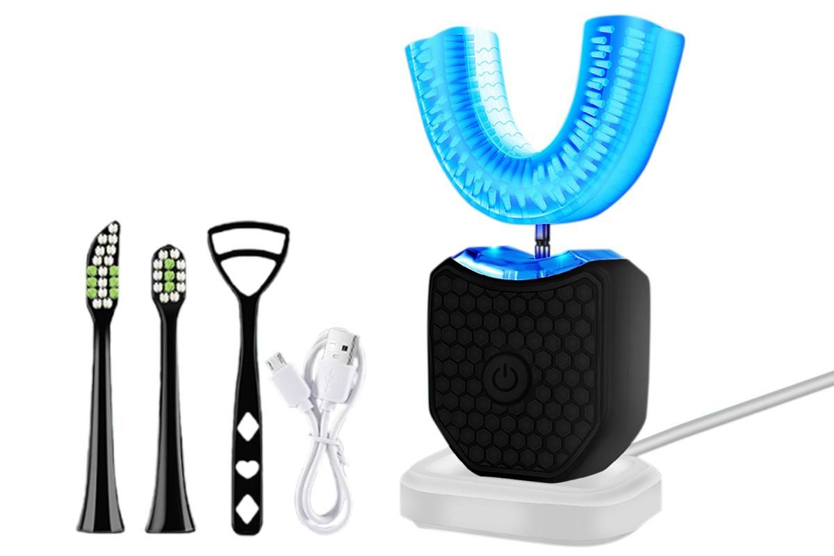 U-Shaped Electric Toothbrush 360-degree Sonic Cleaning Tooth Brush for Adults-blue Kemu |Fashion Home Kitchen Beauty