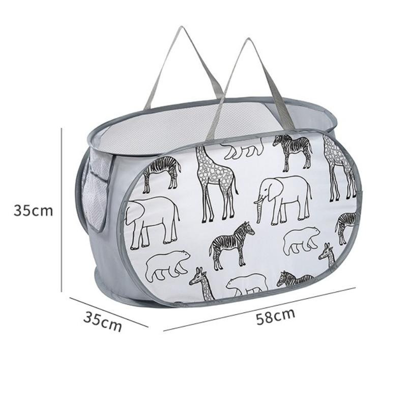 2-Pack Collapsible Laundry Basket, Large Capacity Printed Oxford Cloth Hamper with Handles for Bathroom Storage, Giraffe Pattern - White Kemu |Fashion Home Kitchen Beauty