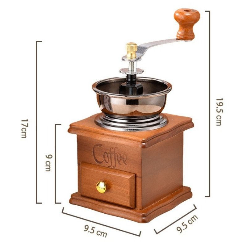 Vintage Wooden Hand Coffee Grinder, Manual Coffee Bean Mill with Ceramic Burr for Home Use—Light Brown Kemu |Fashion Home Kitchen Beauty