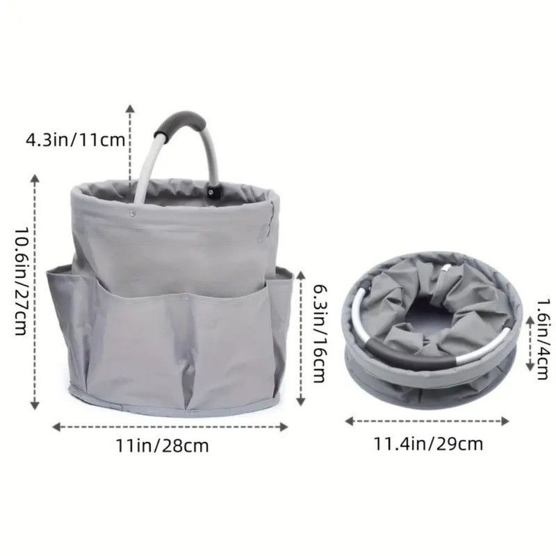 Foldable Handheld Storage Bucket with 6 Pockets, Oxford Garden Tool & Picnic Organizer Tote - Gray Kemu |Fashion Home Kitchen Beauty