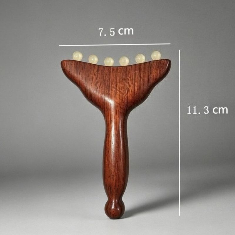 Red Sandalwood Facial Massager Beauty Push Tool, Horn Beads Lifting Gua Sha Meridian Massage Stick Kemu |Fashion Home Kitchen Beauty