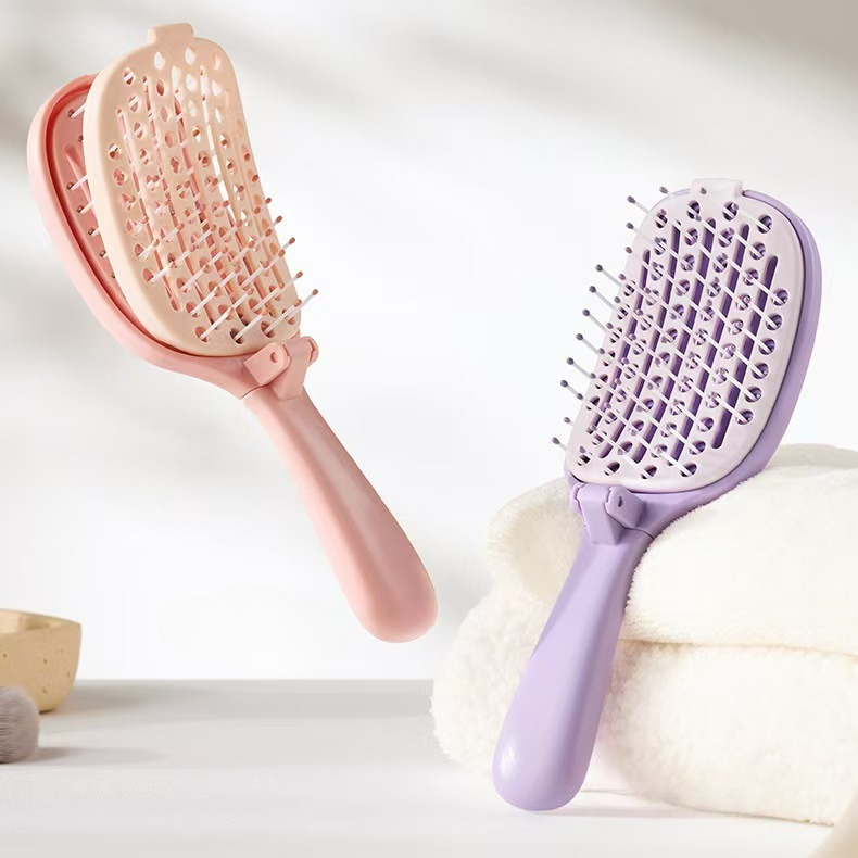 Self-Cleaning Foldable Vent Hair Brush, Portable Detachable Volumizing Scalp Massage Comb—Pink Kemu |Fashion Home Kitchen Beauty