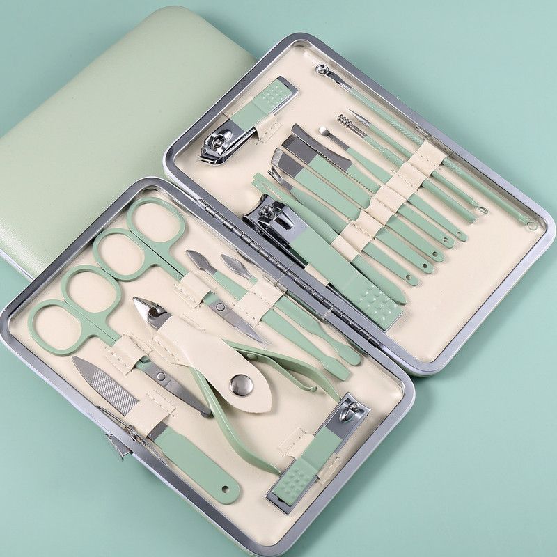 18Pcs Stainless Steel Manicure Set, Multi Functional Nail Clipper Cuticle Remover Kit for Home Beauty Care Kemu |Fashion Home Kitchen Beauty