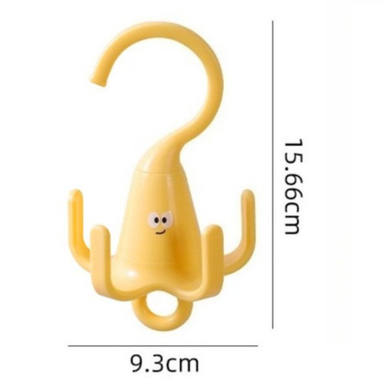 3-Pack - Cute Cartoon 5-Claw Rotating Hook, Multi-Purpose Closet Organizer Hanger for Hats, Bags, Belts, and Lingerie - Yellow Kemu |Fashion Home Kitchen Beauty