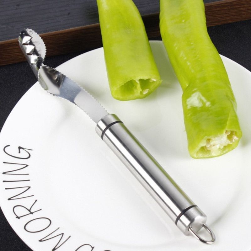 Stainless Steel Pepper Corer, Household Seed Remover Tool for Green Pepper, Bell Pepper & Bitter Melon Kemu |Fashion Home Kitchen Beauty