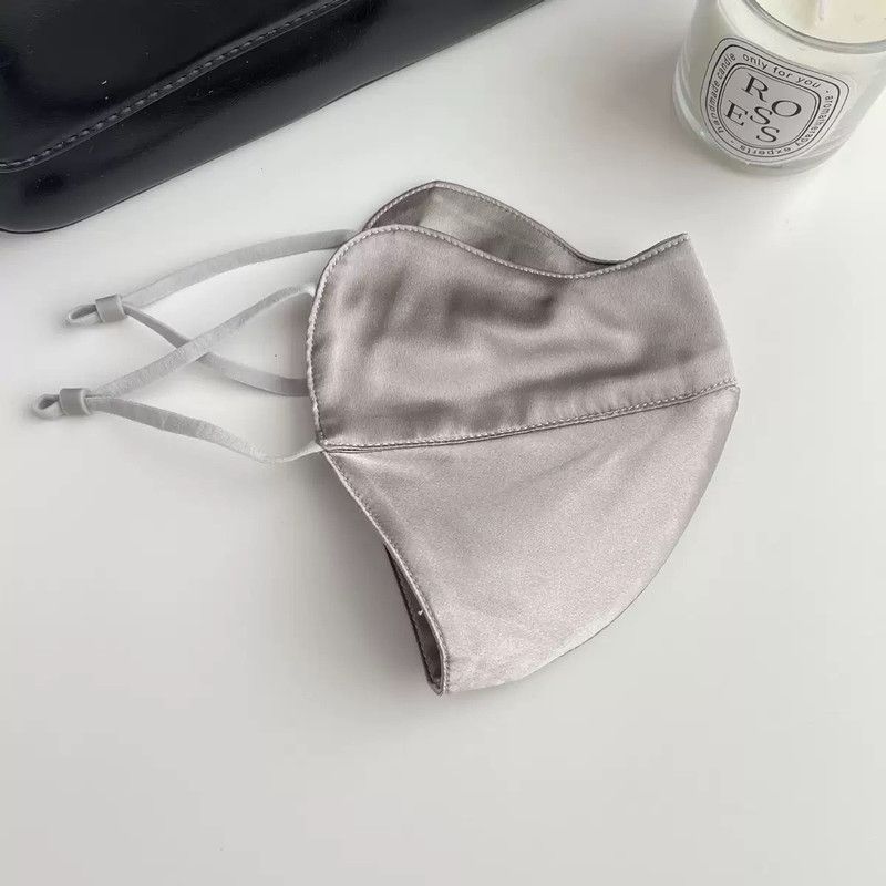 Pure Mulberry Silk Face Mask – Breathable UV Protection Reusable Mask for Daily Wear (Gray) Kemu |Fashion Home Kitchen Beauty