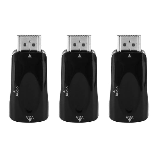3 Sets HDMI Male to VGA Female Adapter 1080P Video Adapter with Audio Outpu