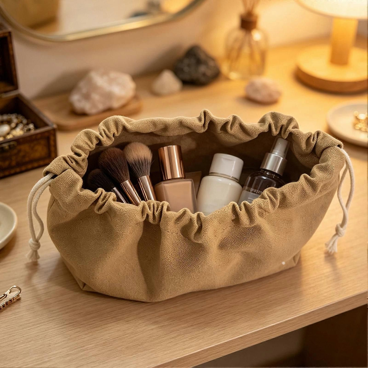 Canvas Drawstring Camping Storage Bag, Durable Gear Organizer for Outdoor and Home - S(17*17*11)