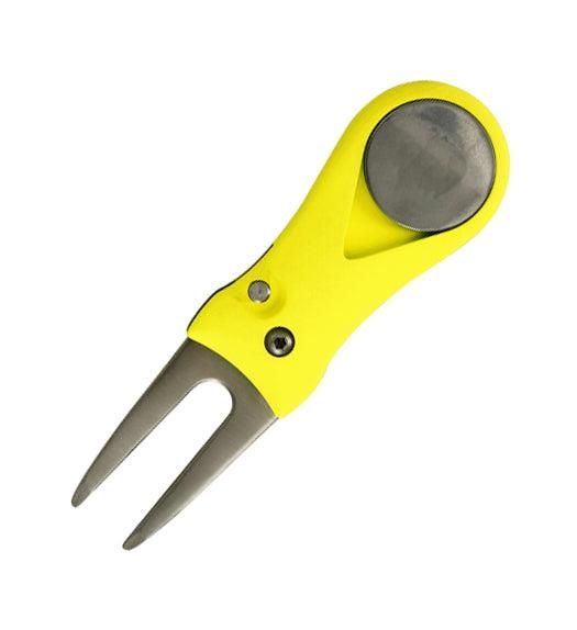 Stainless Steel Golf Green Fork Turf Repair Tool for Lawn Care and Divot Maintenance - Red
