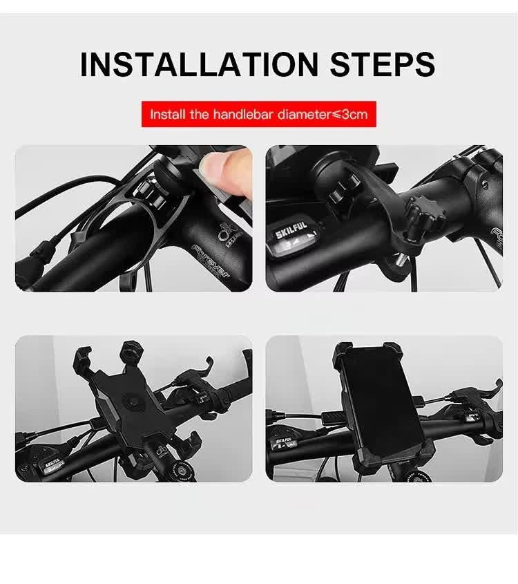 Blue Secure Grip Bike Phone Mount Adjustable 360 Rotation Bicycle Handlebar Holder Universal Cradle For Mtb & Road Cycling Mounts & Holders Kemu |Fashion Home Kitchen Beauty