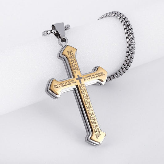 Puhai Stainless Steel Cross Necklace Silver Snake Bone Black Kemu |Fashion Home Kitchen Beauty