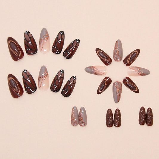 Reusable Press-On Nails for Daily Wear, Parties, and Special Occasions (Brown) Kemu |Fashion Home Kitchen Beauty