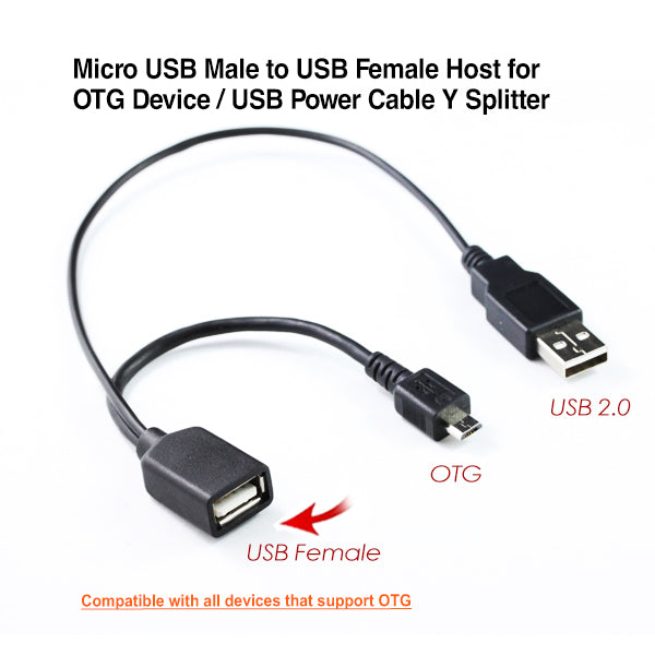 Micro USB Male to USB Female Host for OTG Device / USB Power Cable Y Splitter Kemu |Fashion Home Kitchen Beauty