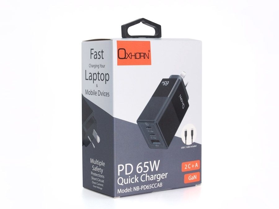 OXHORN NB-PD65CCAB PD GaN Charger 65W 3 Ports Black Kemu |Fashion Home Kitchen Beauty