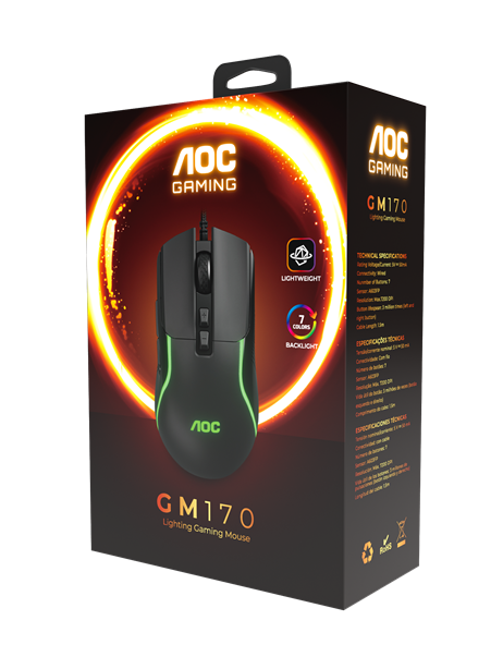 AOC GM170 Wired RGB Gaming Mouse 7-Key - Kemu |Fashion Home Kitchen Beauty