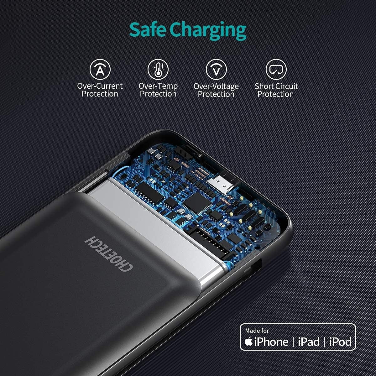 CHOETECH B688-BK 10000mAh MFi Certified PD18W Power Bank (with 2 cables) Kemu |Fashion Home Kitchen Beauty