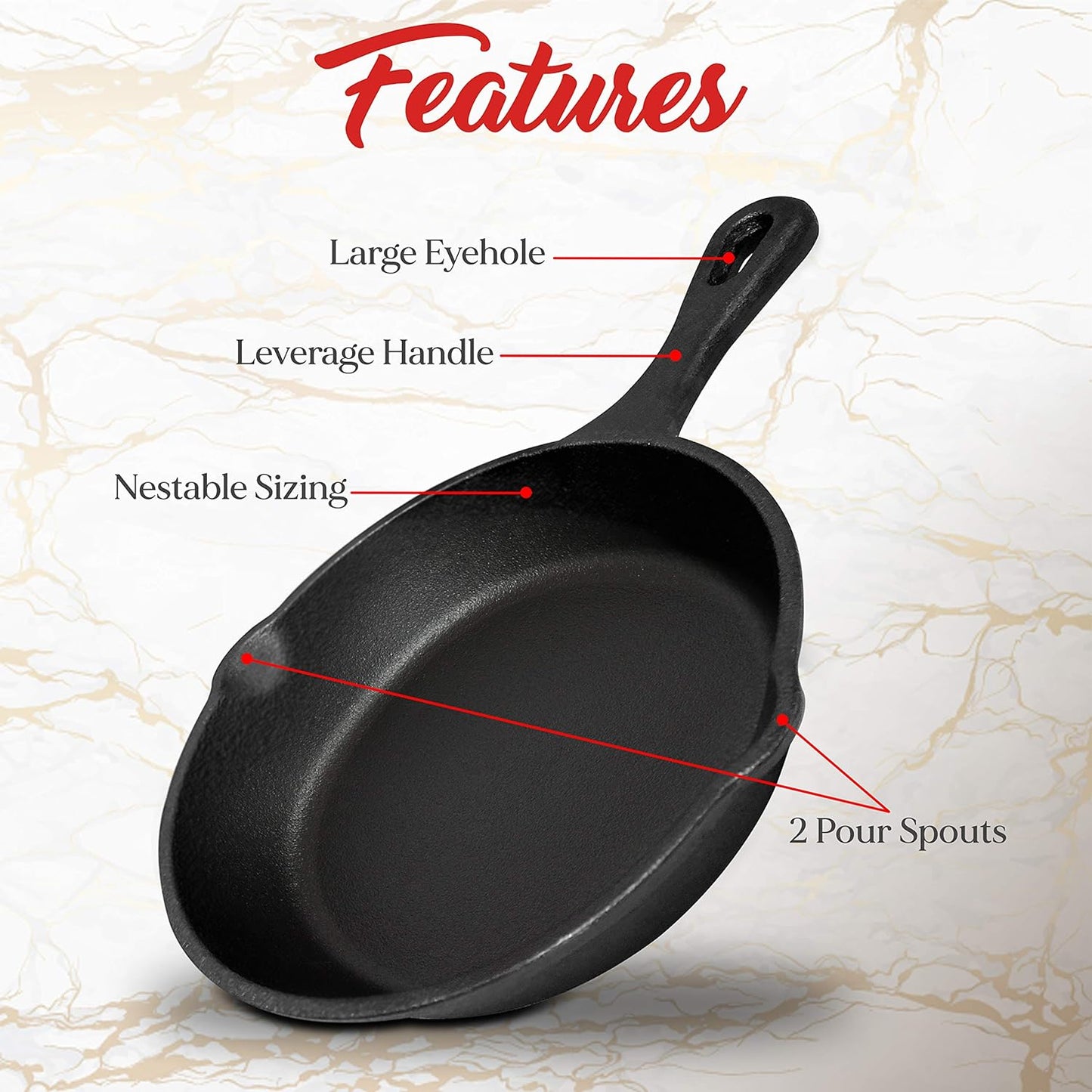 8inch 21cm Cast Iron Skillet Cookware Chef Quality Pre-Seasoned Pan Pans Kemu |Fashion Home Kitchen Beauty