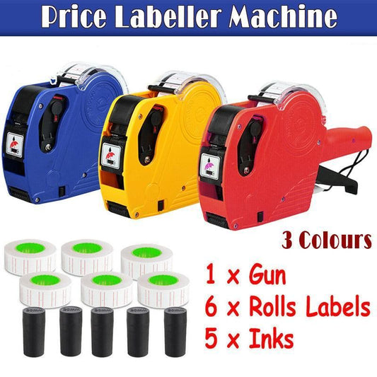 Tag Gun Labeller Kit With 6 Rolls Labels And 5 Inks Roller - Yellow - Kemu |Fashion Home Kitchen Beauty