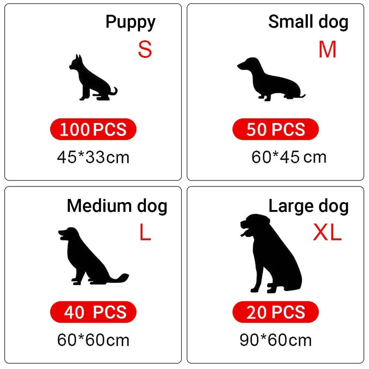 Large Puppy Dog Training Pads Pet Toilet Thickened Pee Pads Mat Indoor Absorbent - M ( 60*45cm) - 50PCS Kemu |Fashion Home Kitchen Beauty