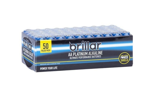 Brillar AA Platinum Alkaline Ultimate Performance Batteries - 50 PCS Kemu |Fashion Home Kitchen Beauty
