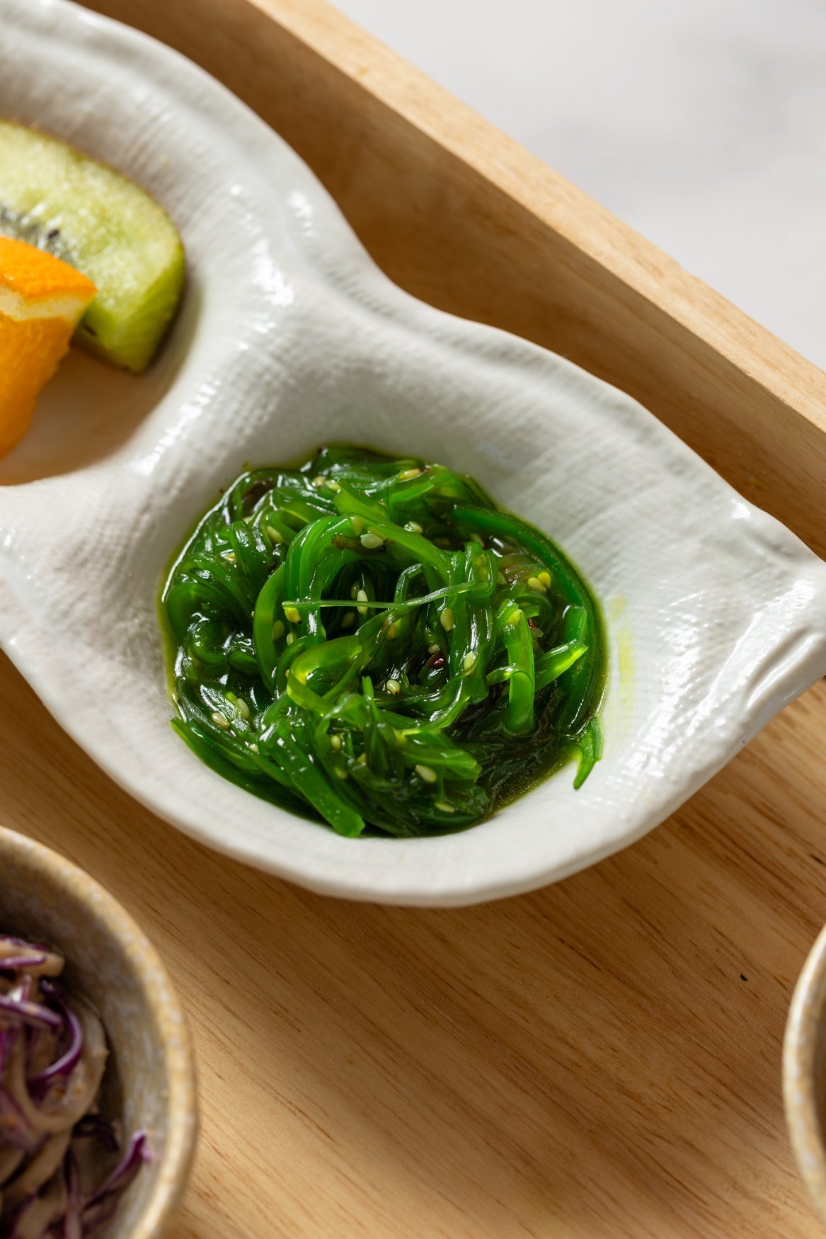 Edamame Triple Pod Dish 200ml Matte White Glaze Kemu |Fashion Home Kitchen Beauty