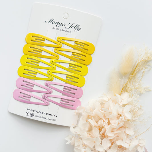 Essential Snap Hair clips - Lemon - 12 Pieces Kemu |Fashion Home Kitchen Beauty