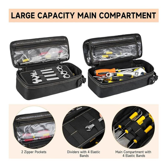 Tactical Tool Pouch Organizer - Heavy Duty Oxford Cloth - Compact MOLLE Utility Bag with Adjustable Shoulder Strap for EDC Small Hand Tools and Outdoor Gear - 12 Inch Black Kemu |Fashion Home Kitchen Beauty